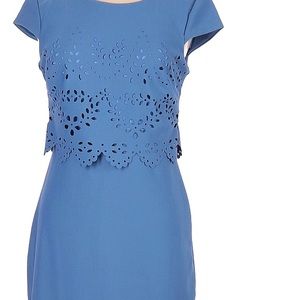 Sangria Womens blue Eyelet Knee Length Stretch Sheath Lined Dress Size 8